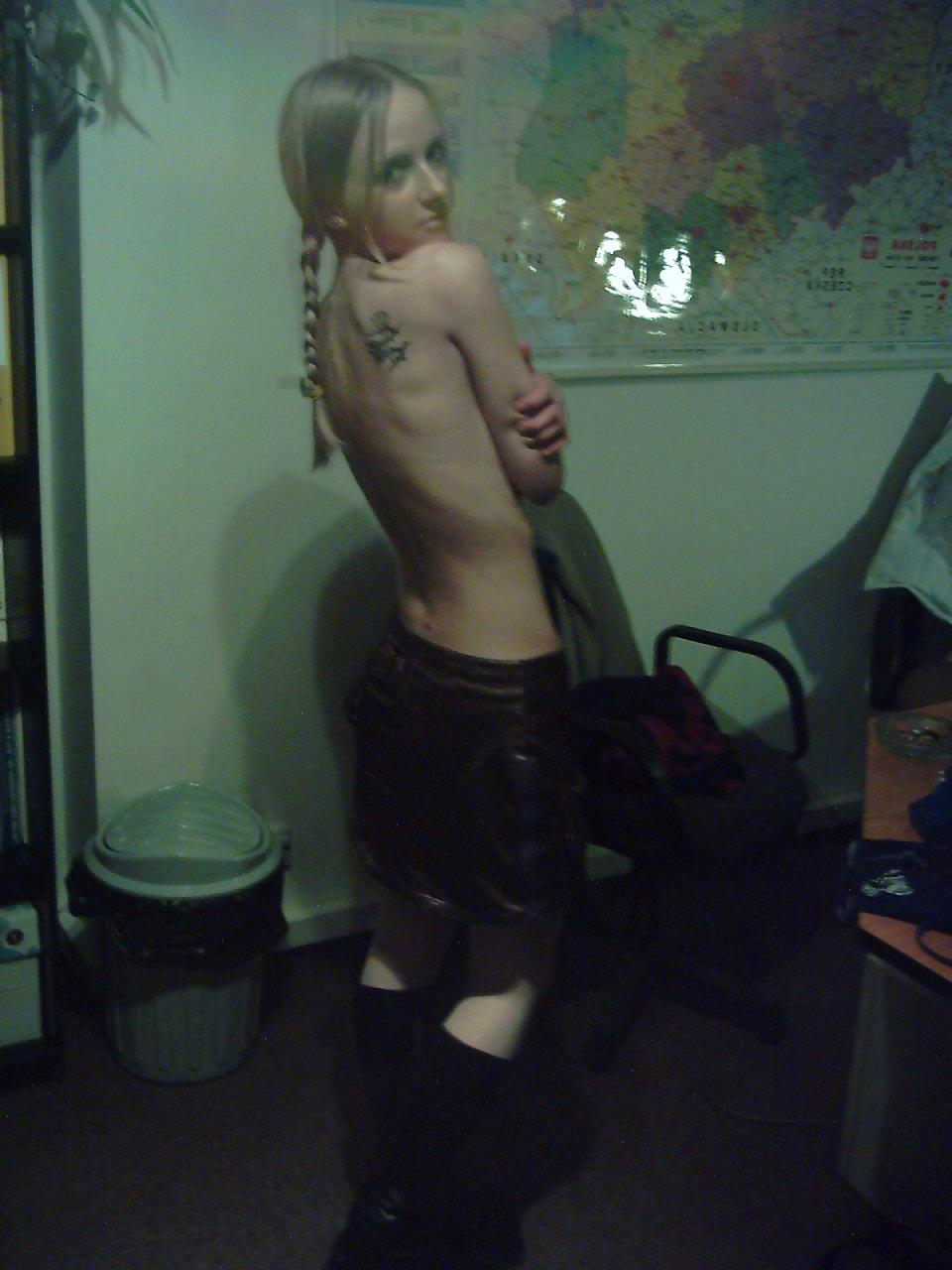 25P Cute blonde teen office fun