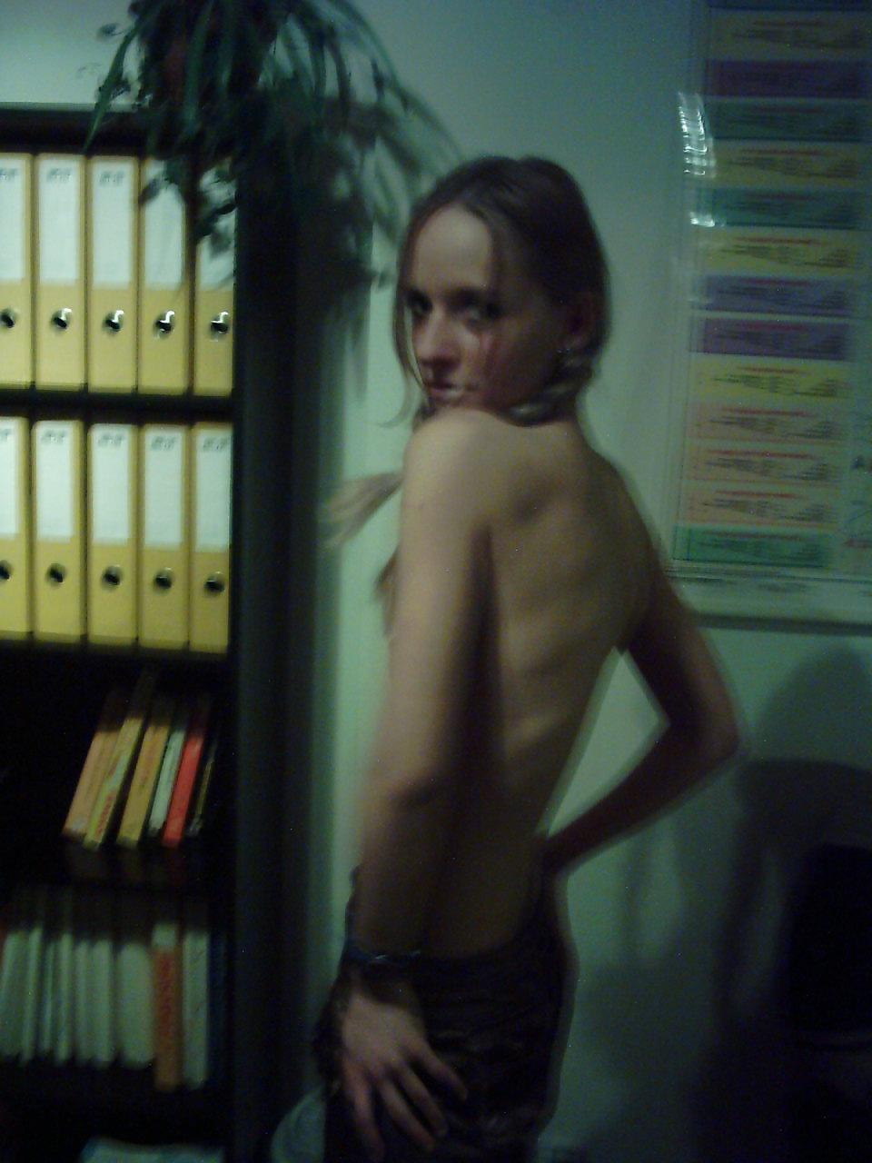 25P Cute blonde teen office fun