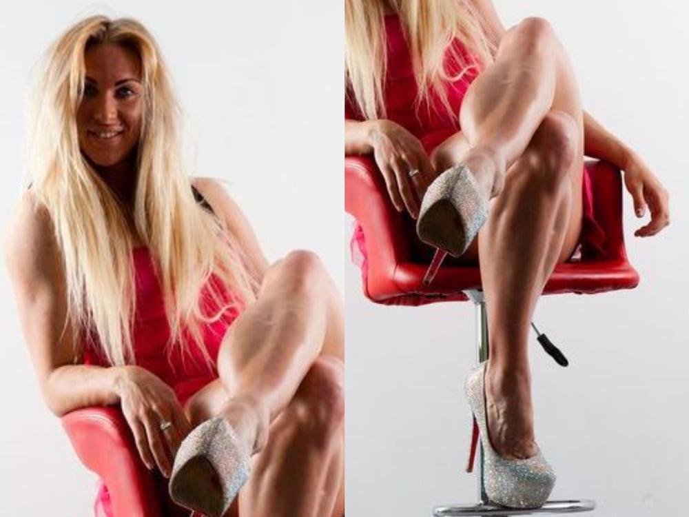 25P bodybuilder female's sexy Legs feet and High heels