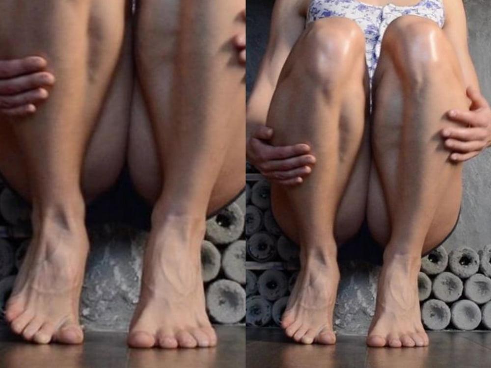 25P bodybuilder female's sexy Legs feet and High heels