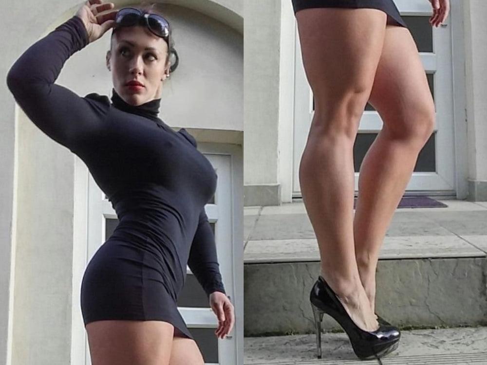 25P bodybuilder female's sexy Legs feet and High heels
