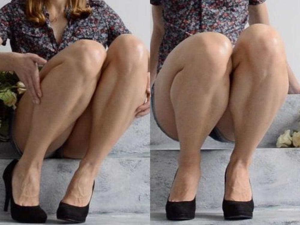 25P bodybuilder female's sexy Legs feet and High heels