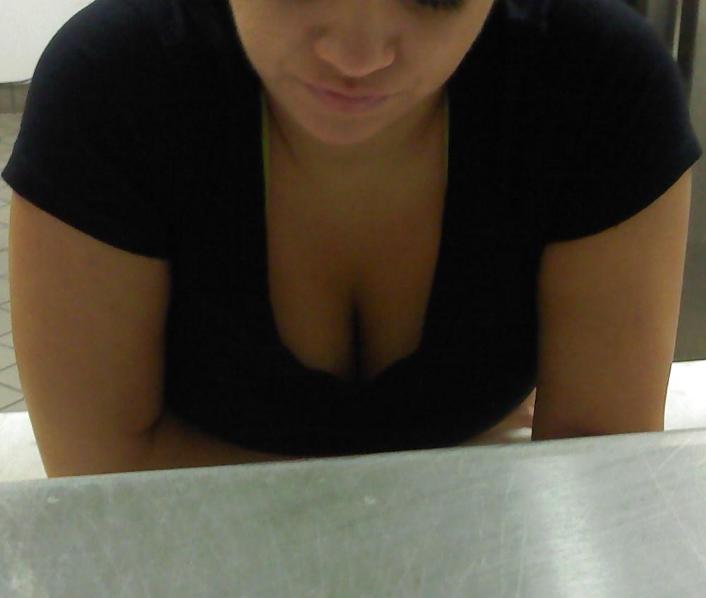4P Co-worker's sexy ass and cleavage