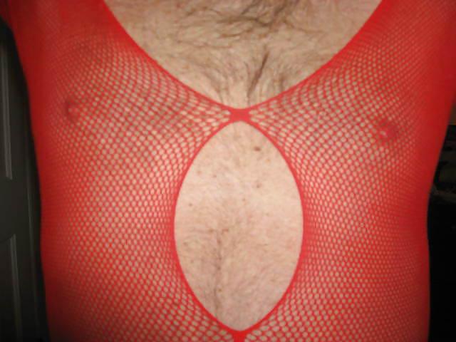 17P Sissy Slut Struts in Her Red Body Stocking