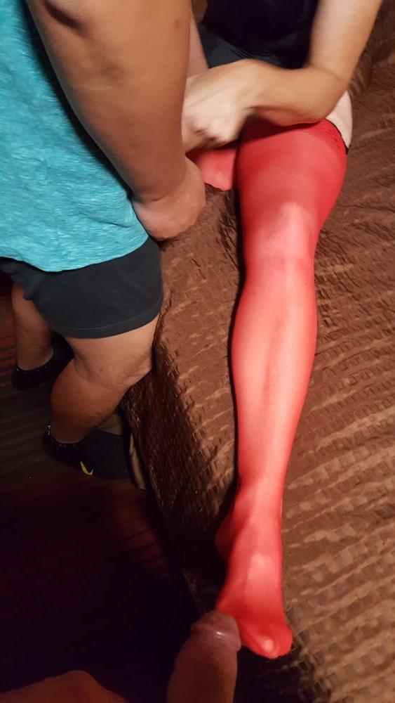 12P red thigh highs local inn 3some