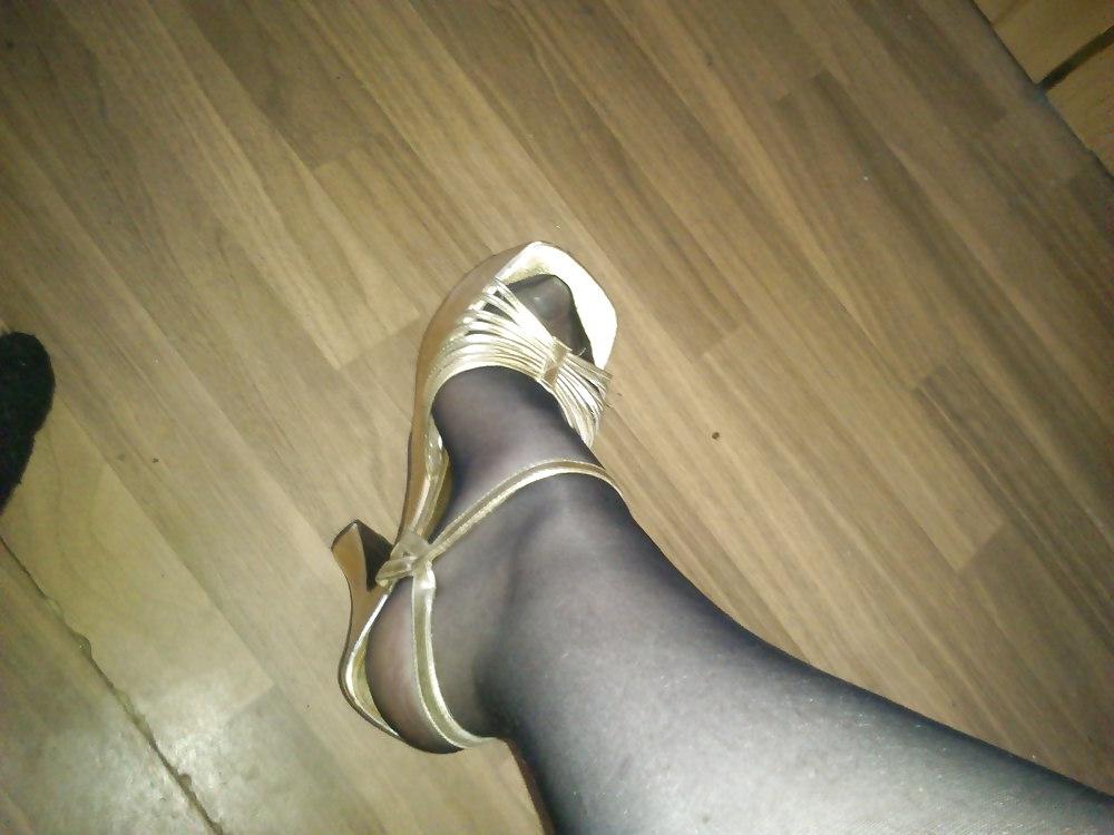 7P Golden heels with nylon