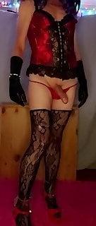 25P Red corsett set