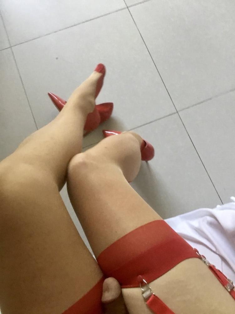 25P Red Seemed Stockings
