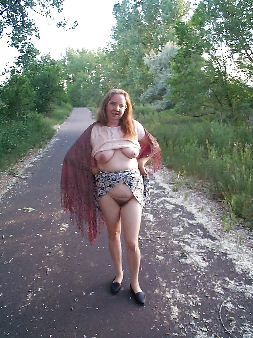 21P Mature Flashing in Public Park