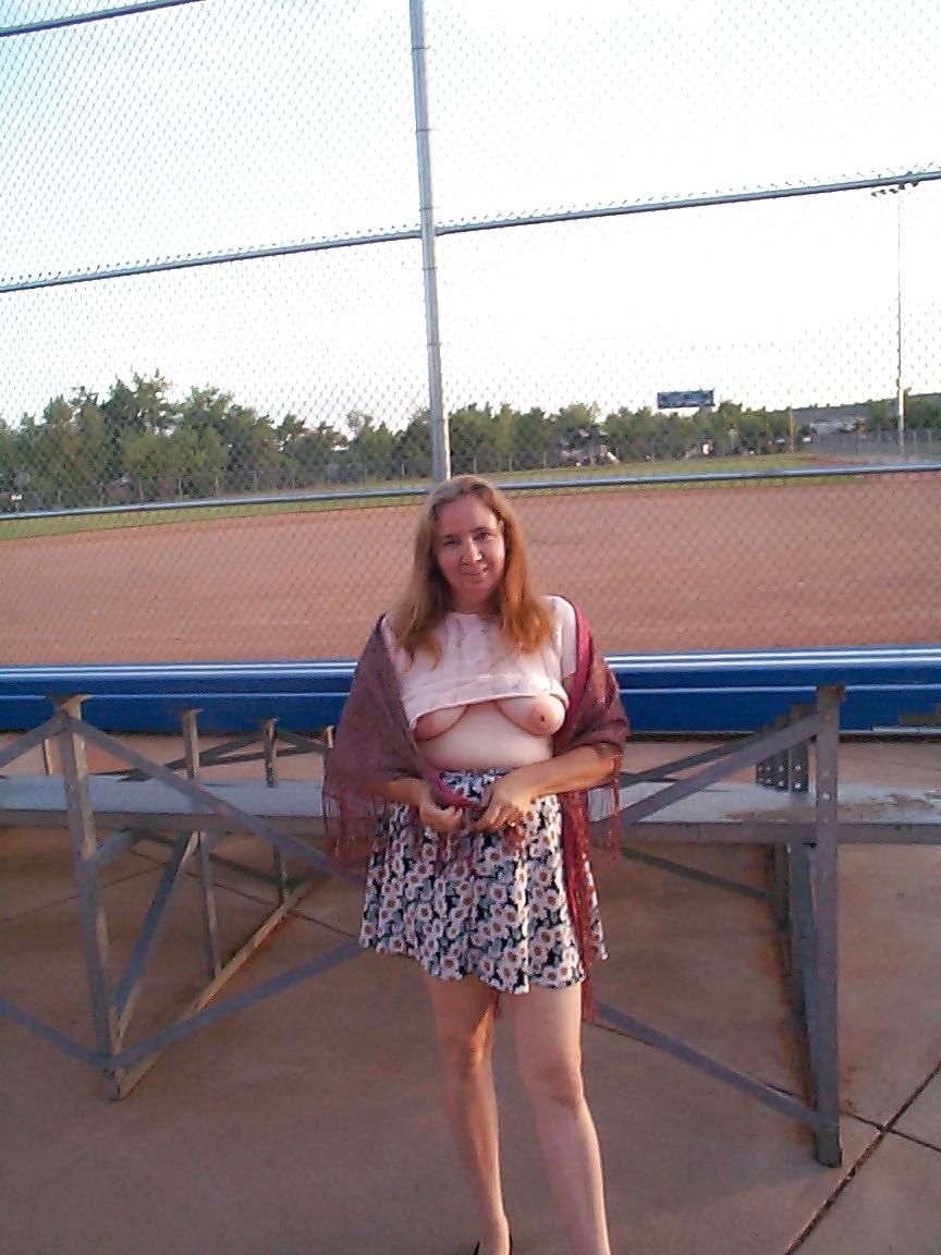 21P Mature Flashing in Public Park