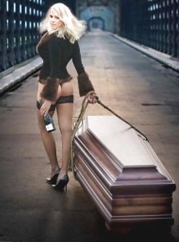 24P Gothic chicks getting naked in coffins