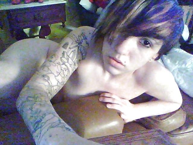 24P Emo tattoed girl with  short hair
