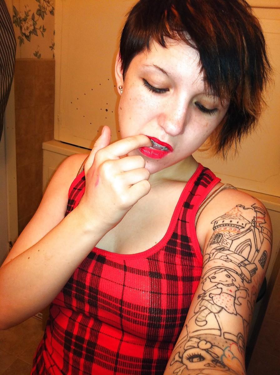 24P Emo tattoed girl with  short hair