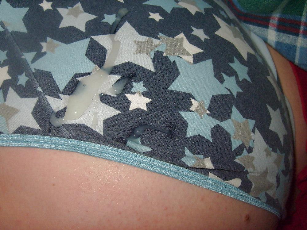 5P Jerk cum fat BBW panties covered ass jizz cum on clothes