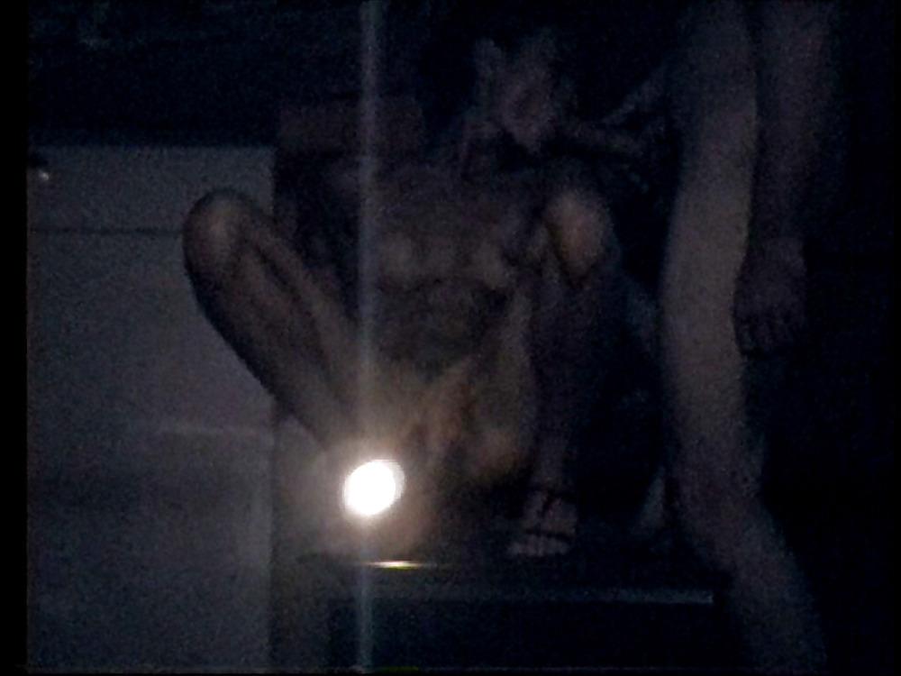 21P Flashlight in Asian pussy and anal fingering