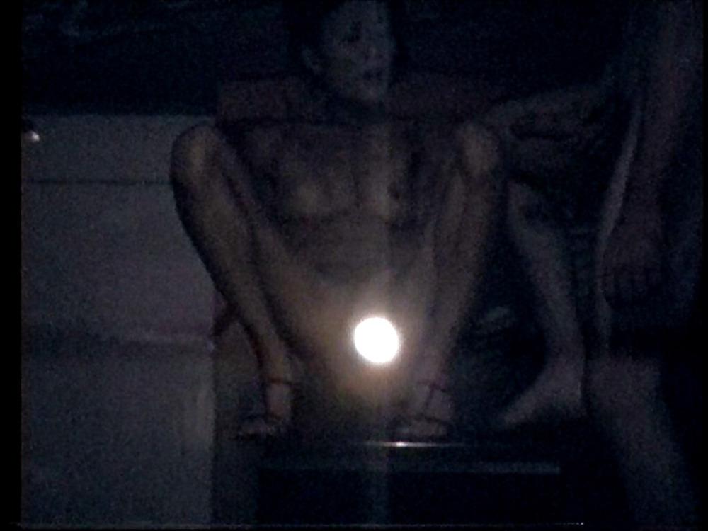 21P Flashlight in Asian pussy and anal fingering