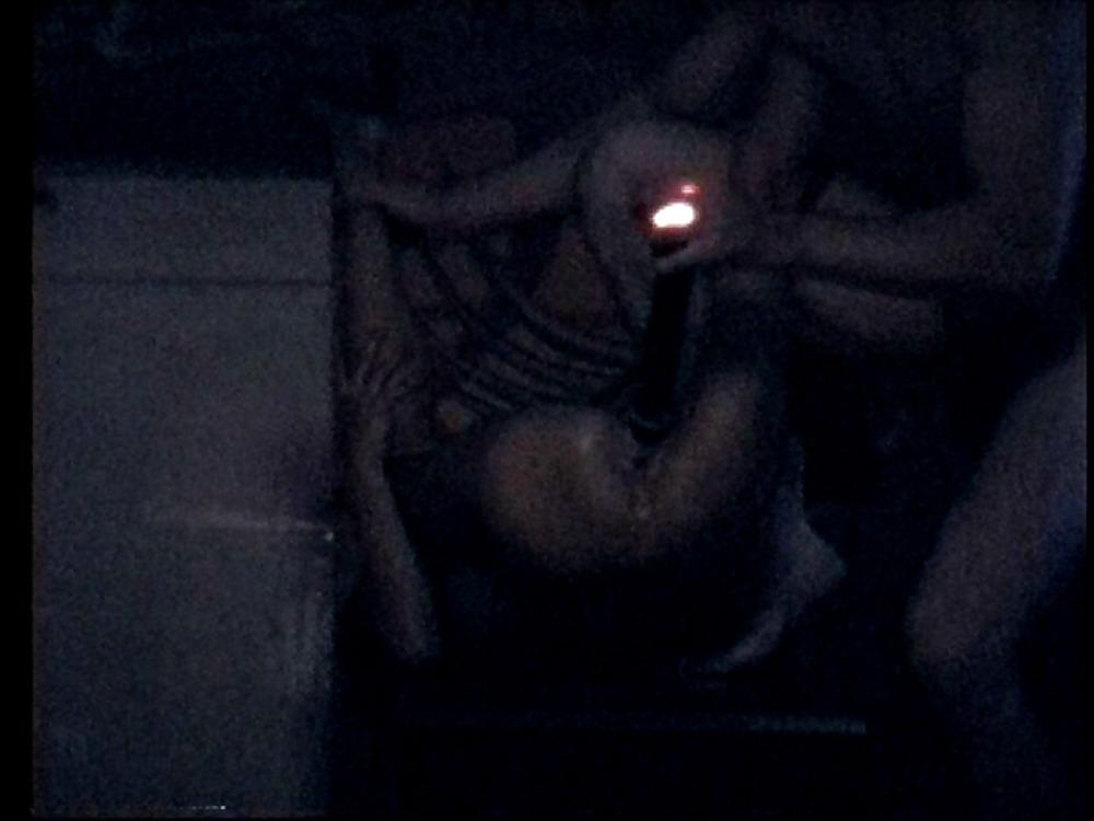 21P Flashlight in Asian pussy and anal fingering