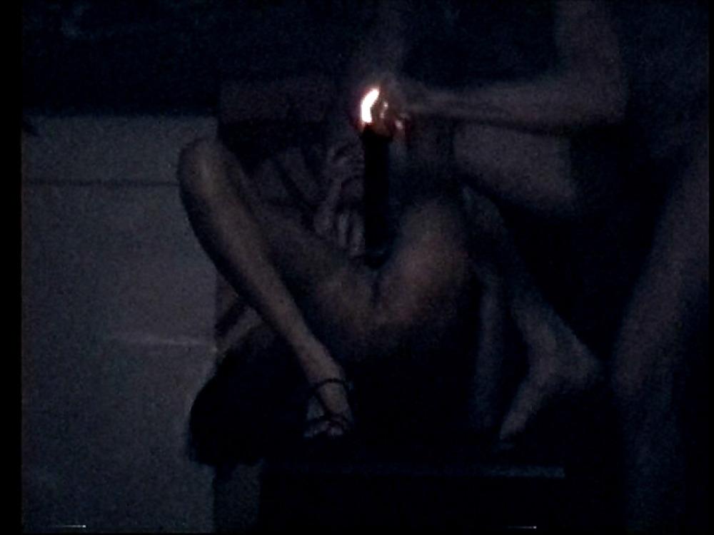 21P Flashlight in Asian pussy and anal fingering