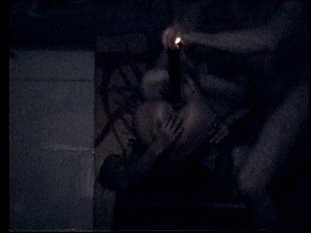 21P Flashlight in Asian pussy and anal fingering