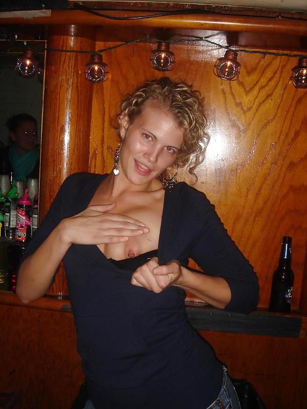 10P Blonde and friends showing off their nipple rings