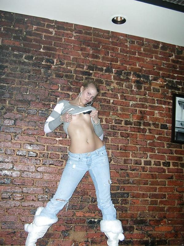 10P Blonde and friends showing off their nipple rings
