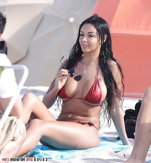 7P Nabilla Benattia Red Bikini Pictures