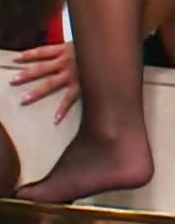 18P Angel Dark &  Lucy Lee  blaxk stockings foursome