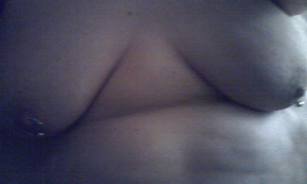 8P GF wearing her new nipple jewelry