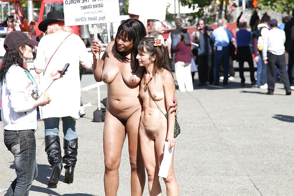 25P Black Woman Protesting Naked in Public