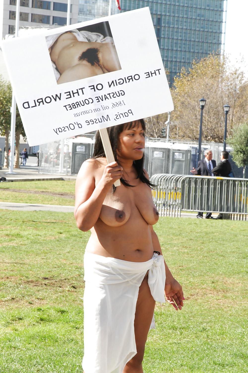 25P Black Woman Protesting Naked in Public