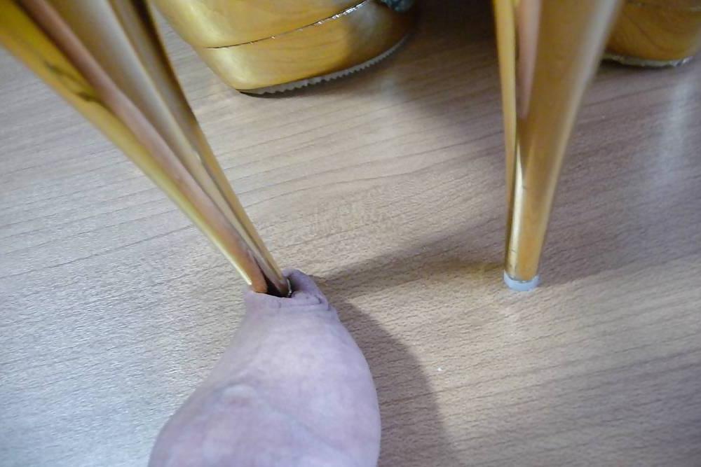 14P Sexy Korean pumps with gold heels on cock (2)
