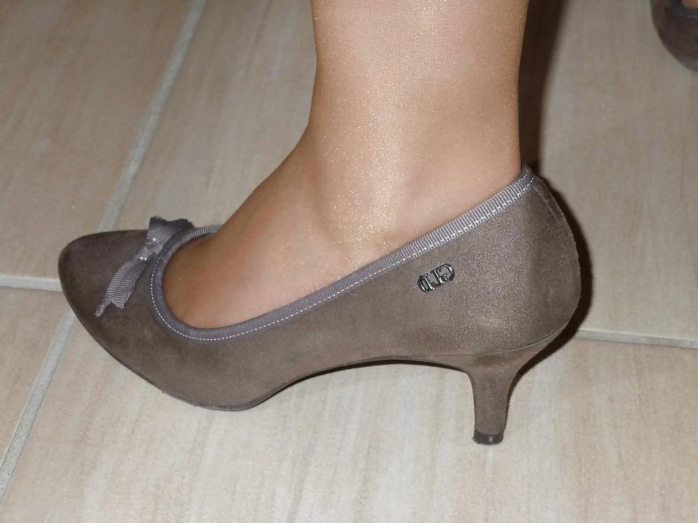 25P Nylons and shoes in the kitchen