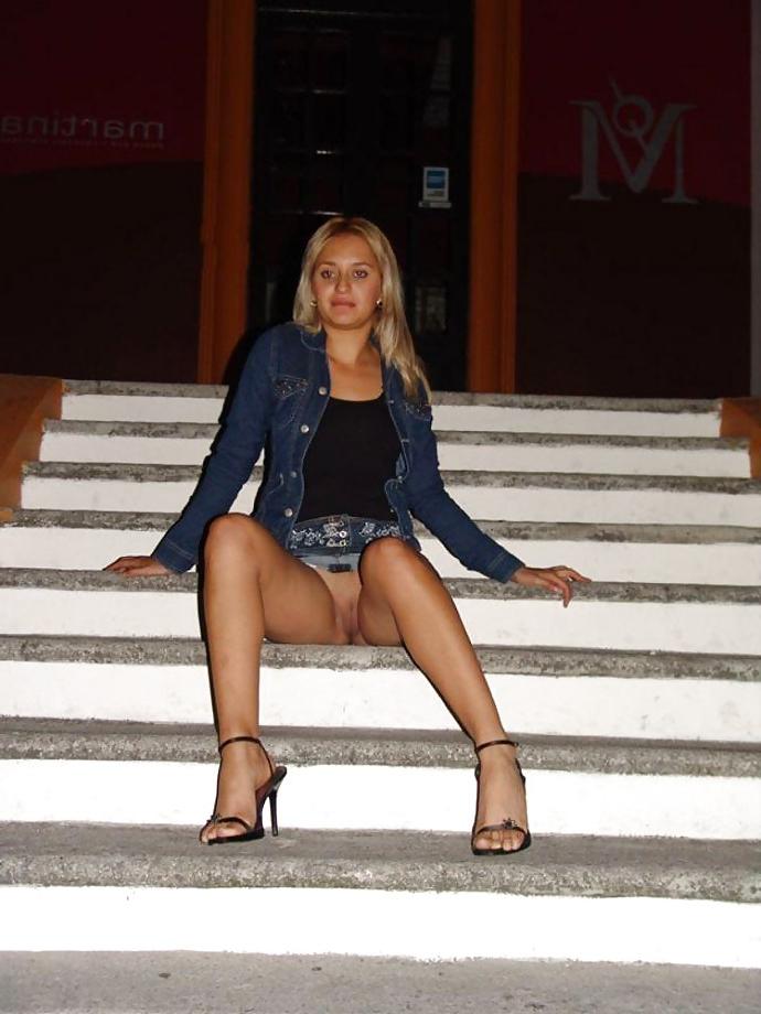 16P Upskirts, no panties in public or at home...