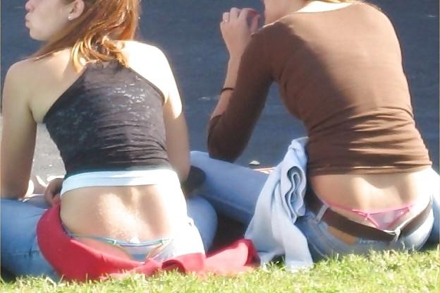 15P Amateur thong peeks, slips and ass. 