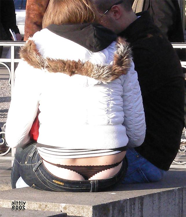 15P Amateur thong peeks, slips and ass. 