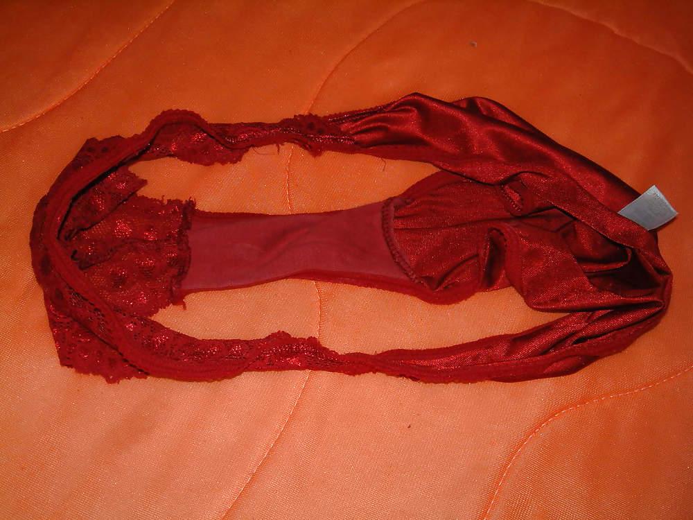 5P Red Silky Panty Cum 1
