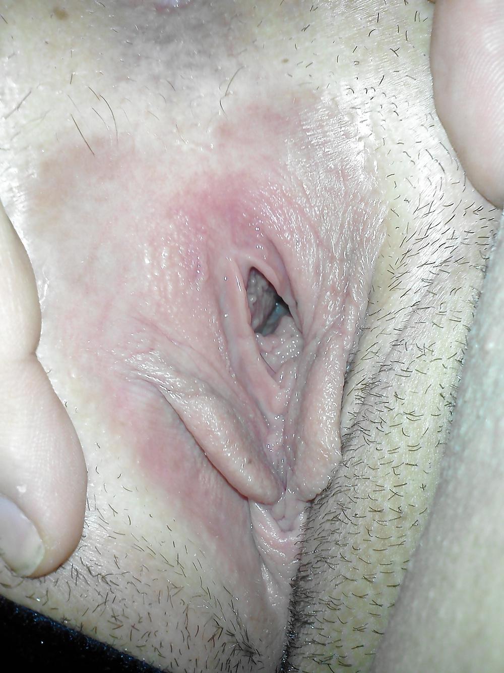 8P Black sheer lace, pussy spread open
