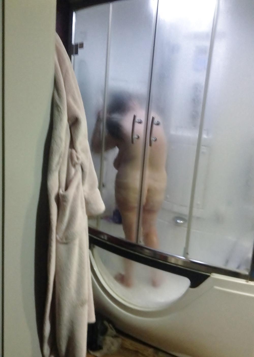 19P Pics of my sexy beautiful wife in hot tub and shower