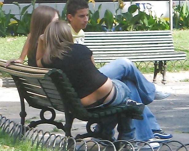15P Amateur thong peeks, slips and ass. 