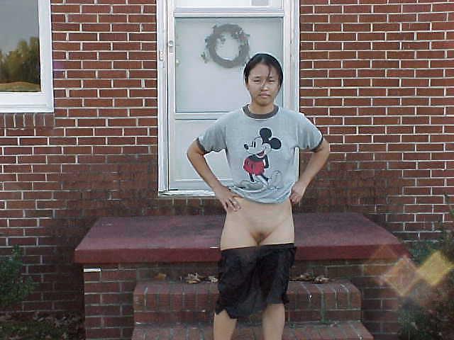 25P Sharon Shaved Asian Slut Outside
