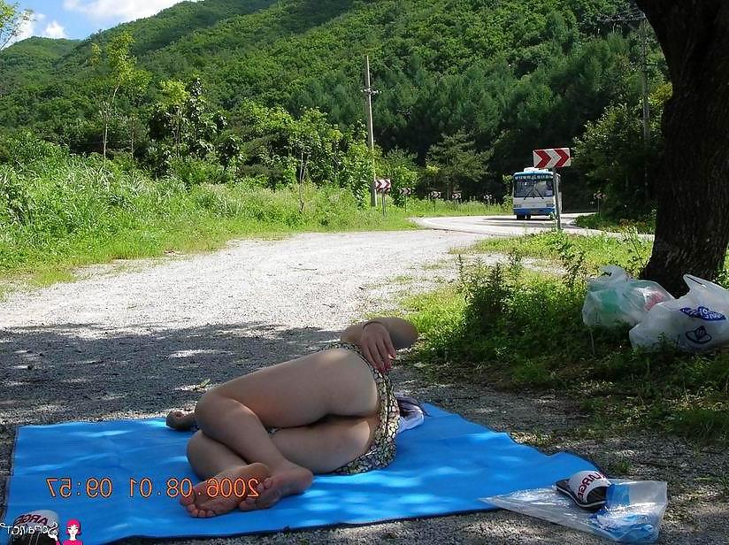 13P Asian Mature Open Herself In The Nature Public Nude