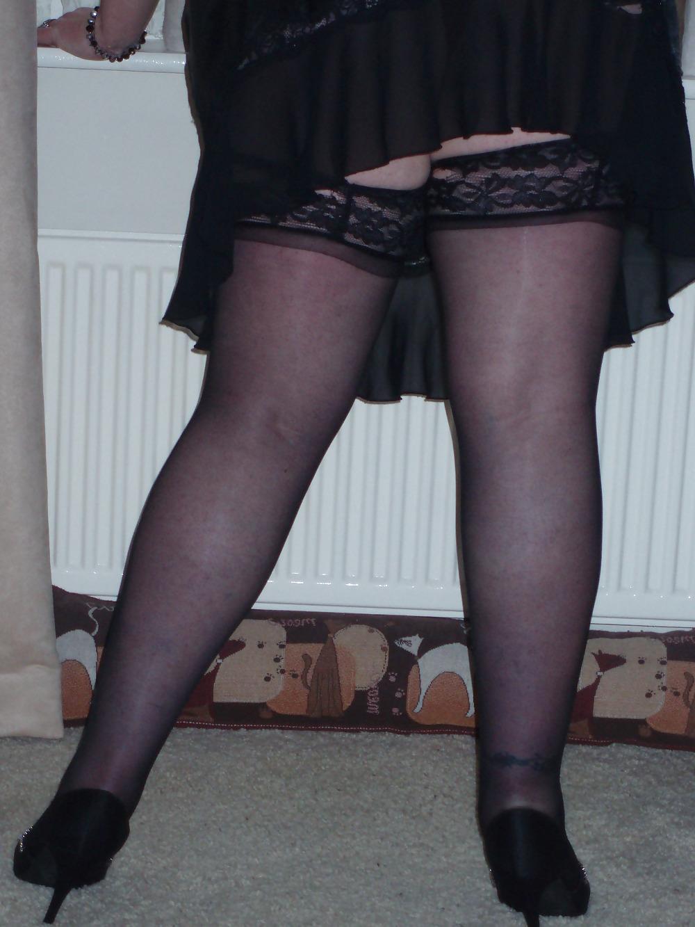 11P Bbw slut wife in stockings.