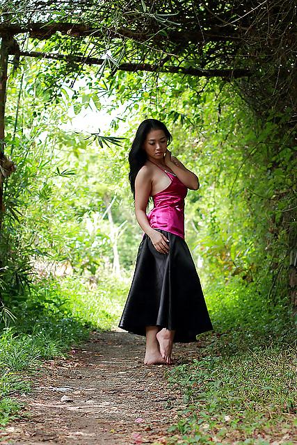 14P Red and black satin
