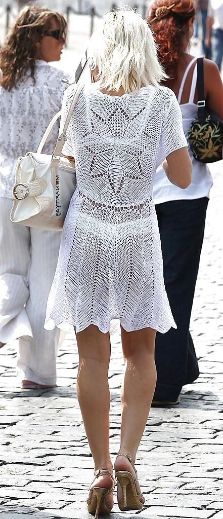 20P Hot Wives Wearing See Thru Dresses In Public