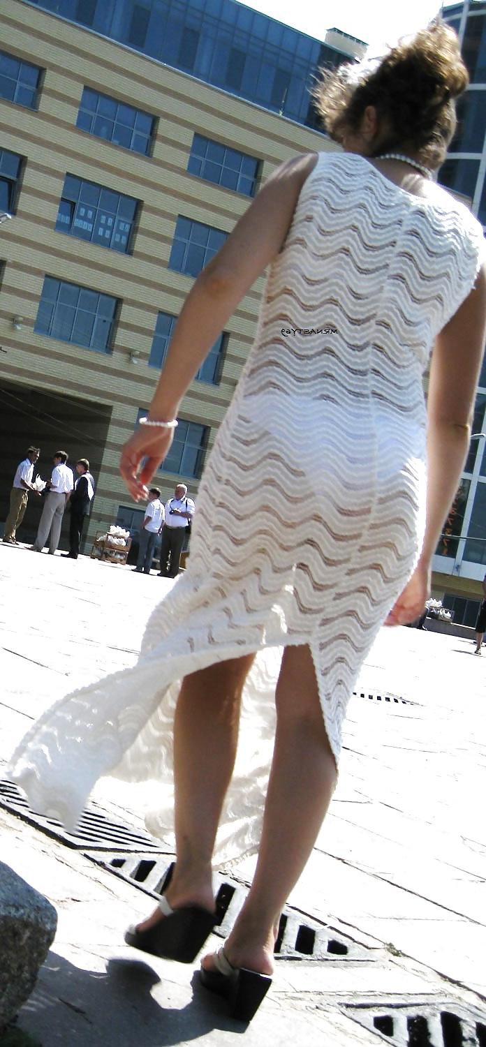 20P Hot Wives Wearing See Thru Dresses In Public