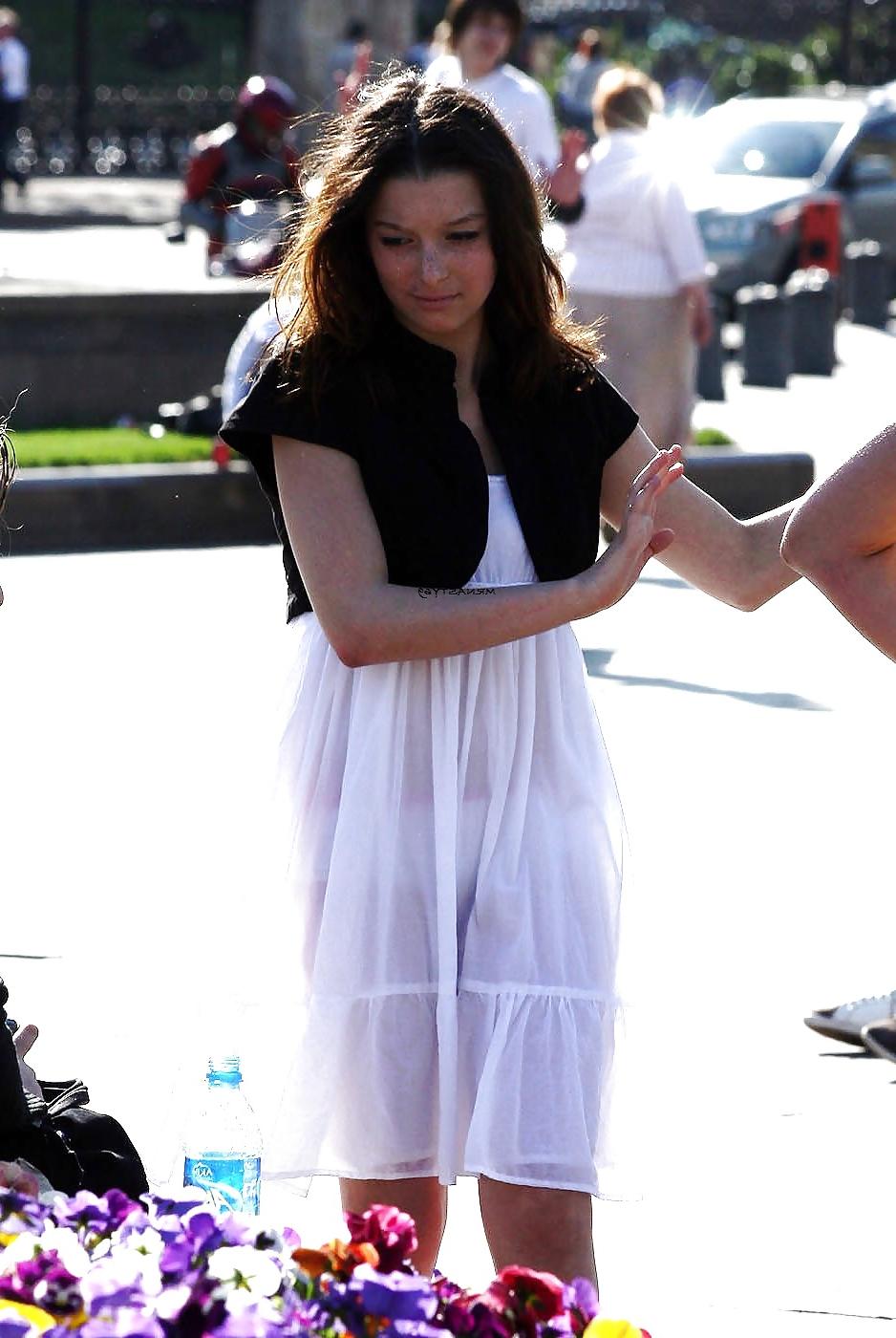 20P Hot Wives Wearing See Thru Dresses In Public