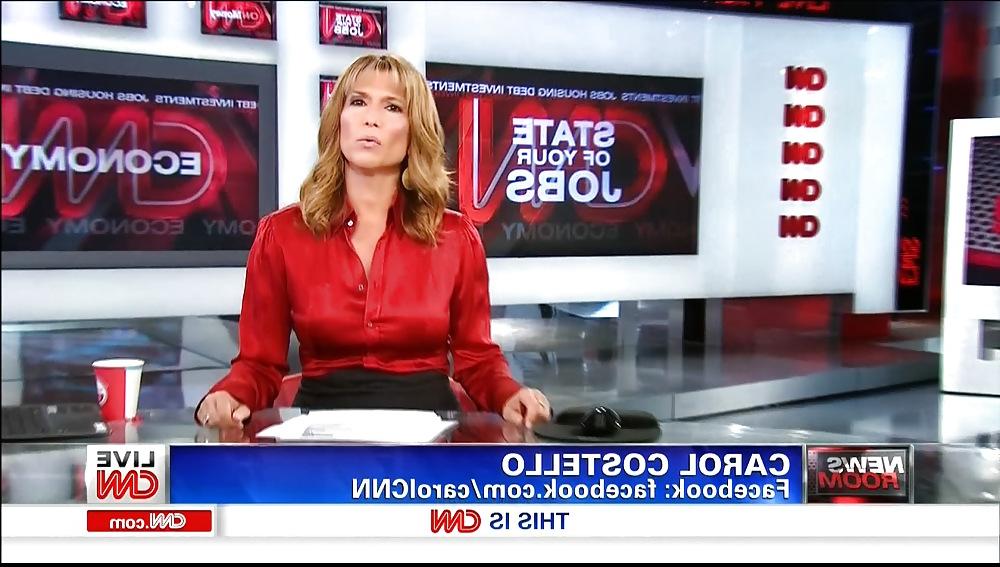 9P Carol Costello In Red Satin Blouse