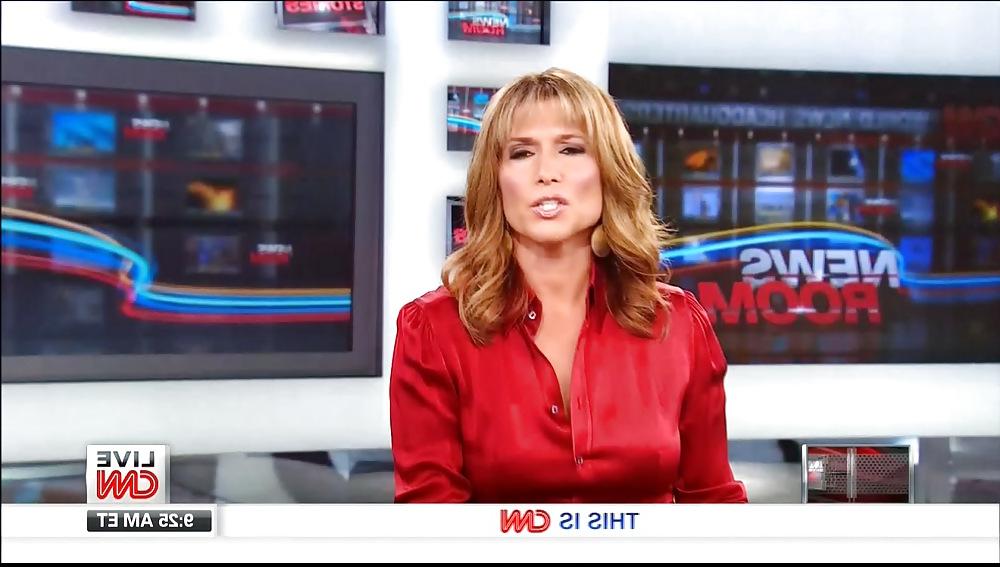 9P Carol Costello In Red Satin Blouse