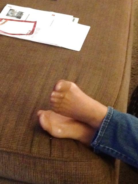 11P More candids of my pantyhose feet and toes.