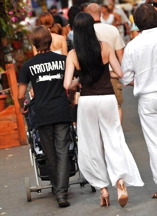 25P Candid Wives In See Thru In Public 2